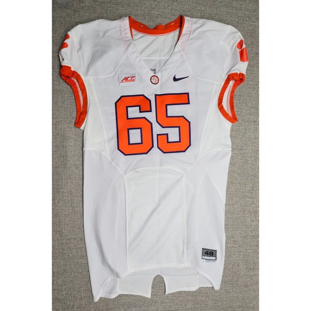 Clemson Tigers Football Jersey Mens 48 L White Game Worn Team Issued Nike #65